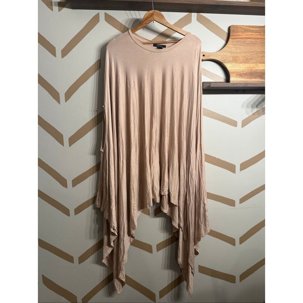 Forever 21 Taupe Draped Asymmetric Hem Knit Sweater Cape Poncho One‎ Size NWT